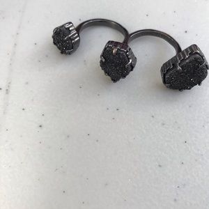 Kendra Scott black drusy gunmetal cocktail ring